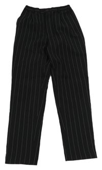 Černo-bílé pruhované společenské kalhoty