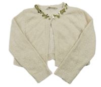 Smetanovo-zlaté třpytivé svetrové bolerko s flitry John Lewis