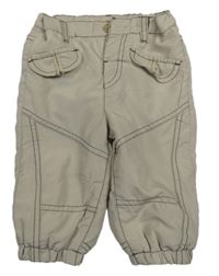 Béžové šusťákové zateplené kalhoty 