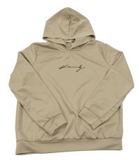 Béžová mikina s nápisem a kapucí Shein