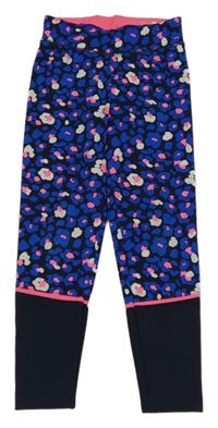 Modro-bílo-růžové sportovní legíny s leopardím vzorem Ergeenomixx