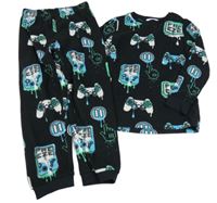 Černo-modro-zelené fleecové pyžamo s ovladači M&S