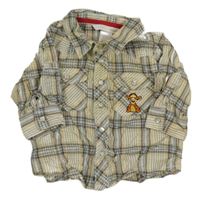 Bílo-béžovo-modrá kostkovaná košile s Tygrem H&M