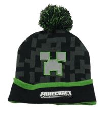 Šedo-zeleno-černá čepice s bambulí - Minecraft Primark