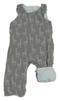 Šedé zateplené laclové tepláky s žirafami John Lewis