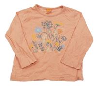 Lososové triko s květy Pusblu