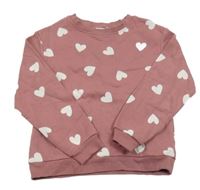 Růžová mikina se srdíčky H&M