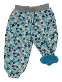 Šedo-bílo-modré zateplené šusťákové kalhoty s tlapkami Ergee