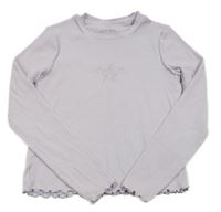 Lila žebrované crop triko s motýlkem M&S