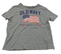 Šedé tričko s vlajkou a nápisy Old Navy