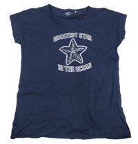 Tmavomodré tričko s hvězdou a nápisy Yigga