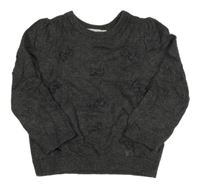 Tmavošedý svetr s 3D mašlemi H&M
