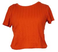 Dámské červené žebrované crop tričko zn. Primark 