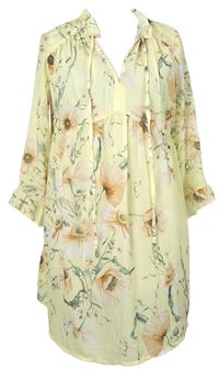 Dámská žlutá květovaná halenková těhotenská tunika H&M