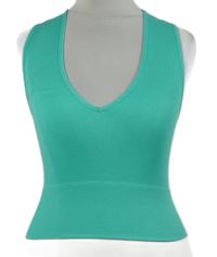 Dámský zelený žebrovaný crop elastický top 