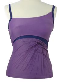 Dámsý fialovo-tmavomodrý vrchní díl tankini s potiskem Adidas 
