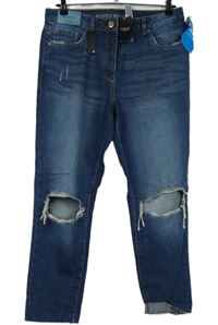 Nové - Dámské tmavomodré rifle s dírami Next 