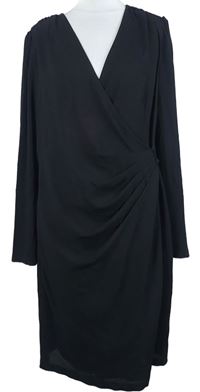 Dámské černé zavinovací šaty s řasením Very