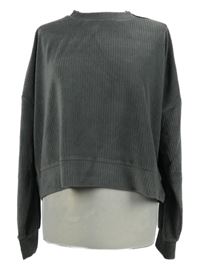 Nové - Dámská tmavošedá sametová žebrovaná crop mikina Pep&Co