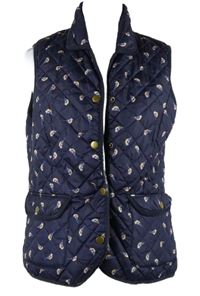 Dámská tmavomodrá károvaná šusťáková zatepená vesta s ptáčky George 