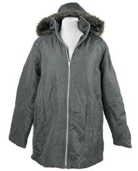 Dámská šedá šusťáková prošívaná zateplená bunda s kapucí 