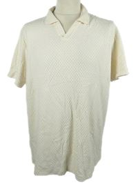 Pánské smetanové vzorované pletené tričko s límečkem Primark