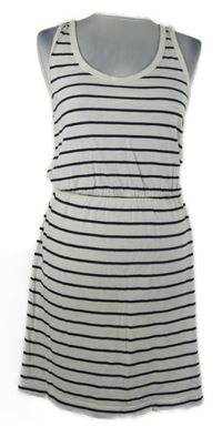 Dámské bílo-tmavomodré pruhované bavlněné šaty H&M