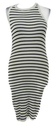 Dámské bílo-černé pruhované žebrované pletené šaty H&M