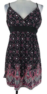 Dámské černo-růžové kytičkované šaty New Look 