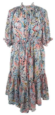 Dámské bílo-modro-růžové vzorované šifonové šaty Et Vous 