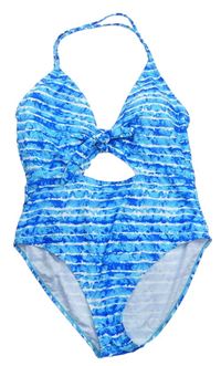 Dámské modro-azurové vzorované jednodílné plavky Studio 