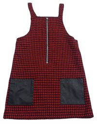Červeno-černé kostkované vlněné šaty se zipem St. Bernard