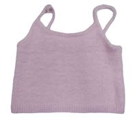 Světlerůžový pletený chlupatý crop top 