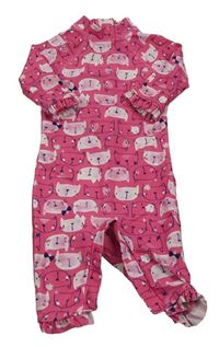 Růžový UV overal s kočkami Mothercare