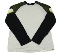 Bílo-khaki-černé triko s nápisy C&A