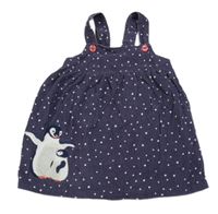 Tmavomodré puntíkaté manšestrové šaty s tučňáky Boden