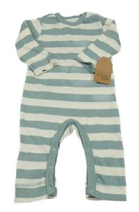 Nové - Zeelno-bílý pruhovaný žebrovaný overal chick pea