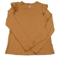 Hnědé triko s volánkem 