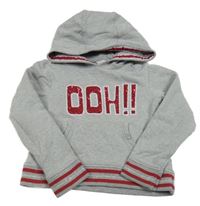 Šedá crop mikina s nápisem a kapucí Orchestra