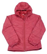 Malinová šusťáková prošívaná zateplená bunda s kapucí Alive