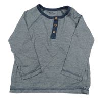 Tmavomodro-bílé pruhované triko s knoflíčky TU