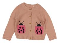 Růžový propínací svetr s beruškami George