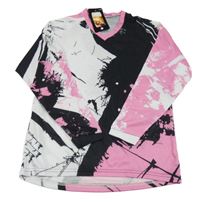 Nové - Černo-bílo-růžové sportovní triko 