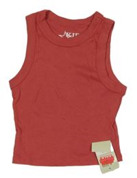 Nové - Růžovo-hnědý žebrovaný crop top