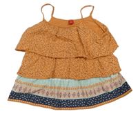Hnědo-mintovo-barevný vzorovaný crop top s kanýry S. Oliver