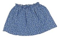 Modro-bílá bavlněná sukně s květinami H&M