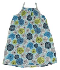 Modré vzorované bavlněné šaty