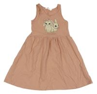 Starorůžové bavlněné šaty se zajíčky H&M
