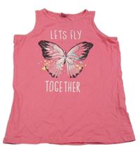 Růžové tílko s motýlem a nápisem Dopodopo