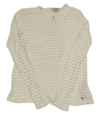 Smetanovo-zlaté pruhované triko Massimo Dutti